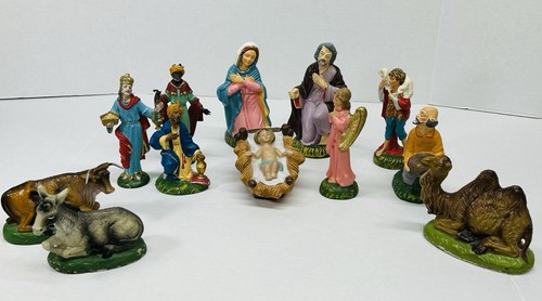 Vintage paper mache nativity - paper,